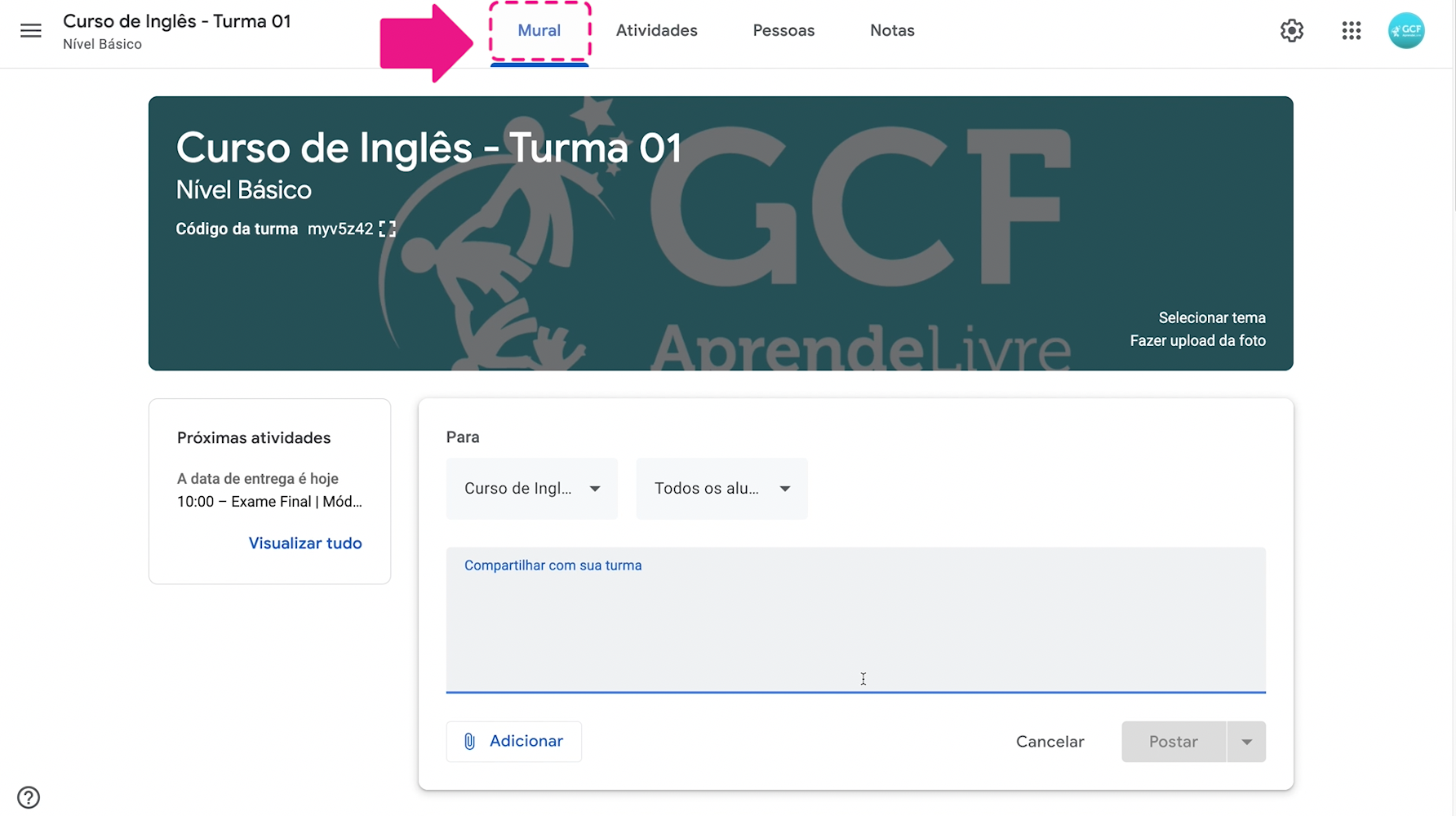  Como se comunicar com os alunos no Google Sala de Aula 8